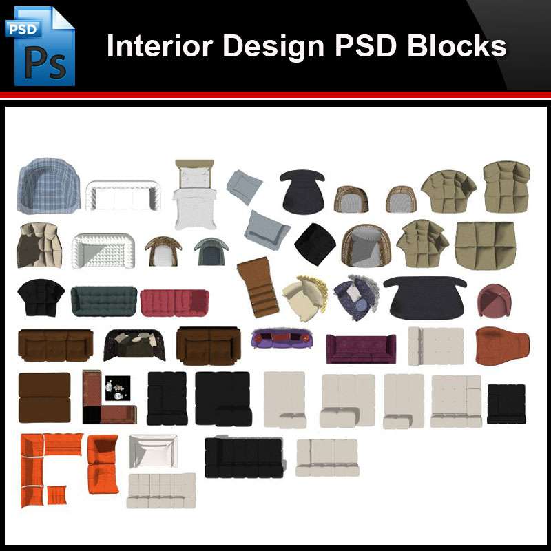 ☆Photoshop PSD Blocks-Interior Design -Sofa PSD Blocks V3 – Free Autocad  Blocks & Drawings Download Center